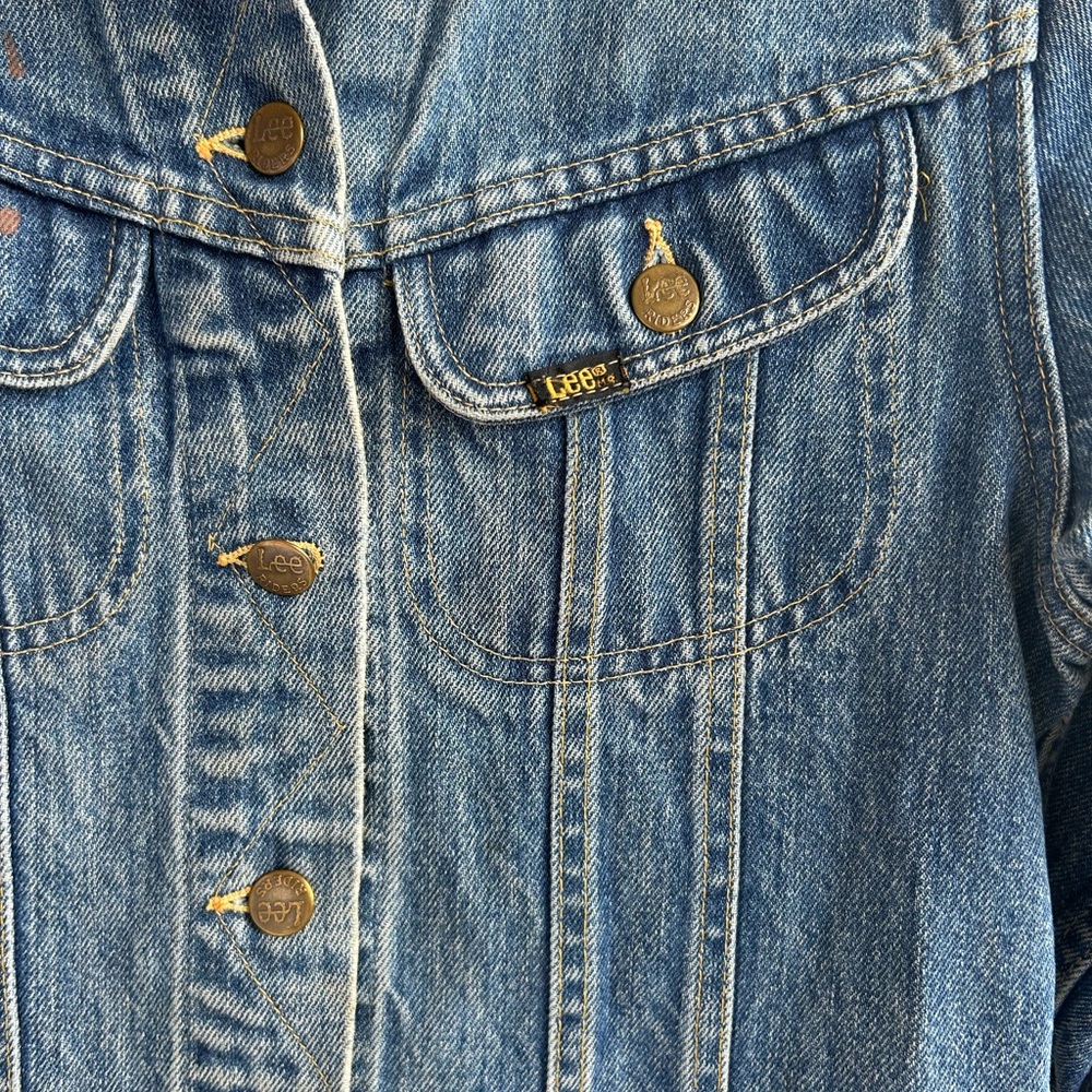 Vintage Lee Denim Jacket Patchwork Light Medium W… - image 3